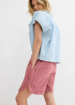 Sale Pantalón corto de chándal de mezcla de algodón con corte ancho Mujer Shorts|Pantalones