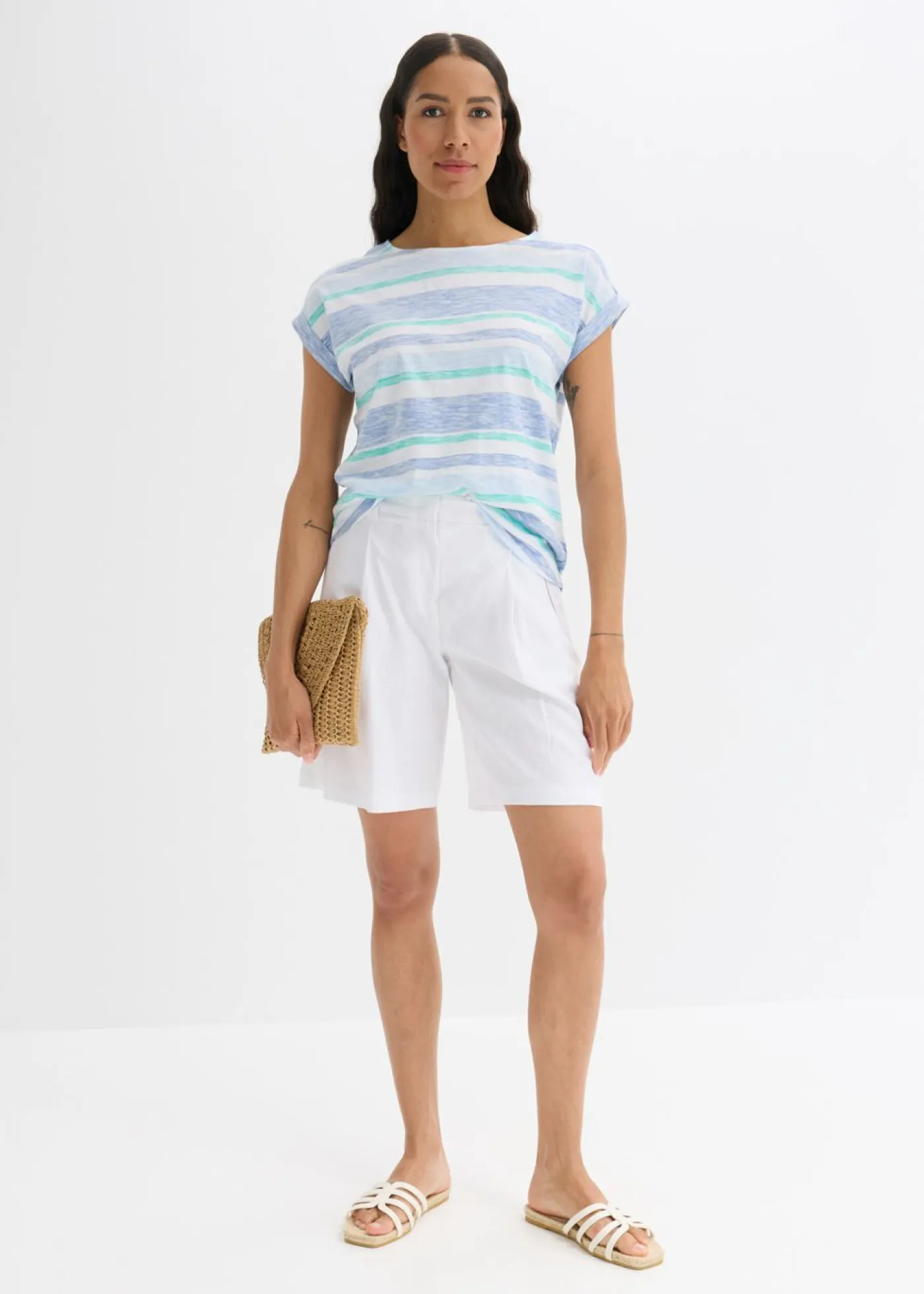 Sale Pantalón corto de mezcla de lino ligero Mujer Shorts|Pantalones