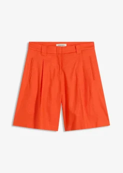 Clearance Pantalón corto de mezcla de lino ligero Mujer Shorts|Pantalones