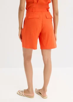 Clearance Pantalón corto de mezcla de lino ligero Mujer Shorts|Pantalones