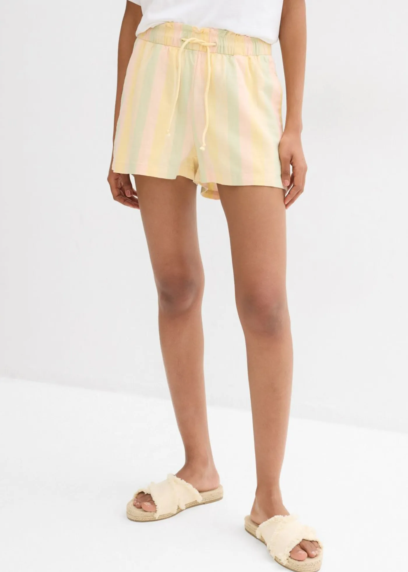 Best Pantalón corto de mezcla de lino vaporoso Mujer Shorts|Pantalones