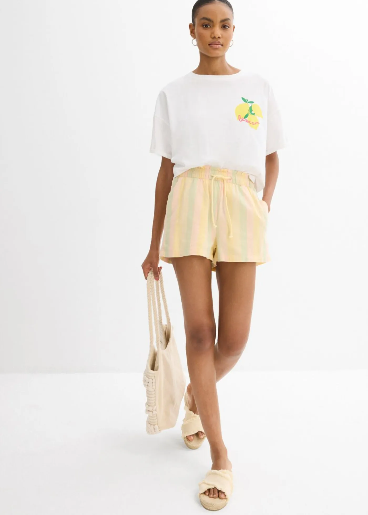 Best Pantalón corto de mezcla de lino vaporoso Mujer Shorts|Pantalones