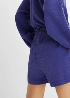 New Pantalón corto de muselina de algodón puro Mujer Shorts|Pantalones