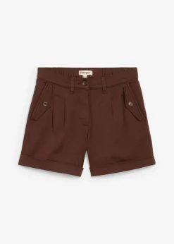 Sale Pantalón corto de sarga con talle alto Mujer Shorts|Pantalones