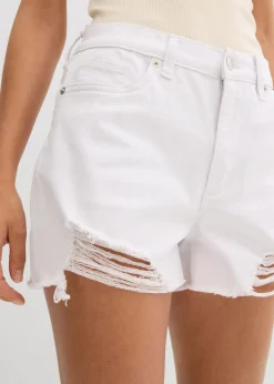 Sale Pantalón corto de sarga con talle alto Mujer Shorts|Pantalones