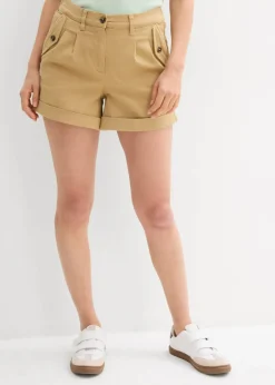 Clearance Pantalón corto de sarga con talle alto Mujer Shorts|Pantalones