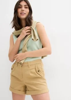Clearance Pantalón corto de sarga con talle alto Mujer Shorts|Pantalones