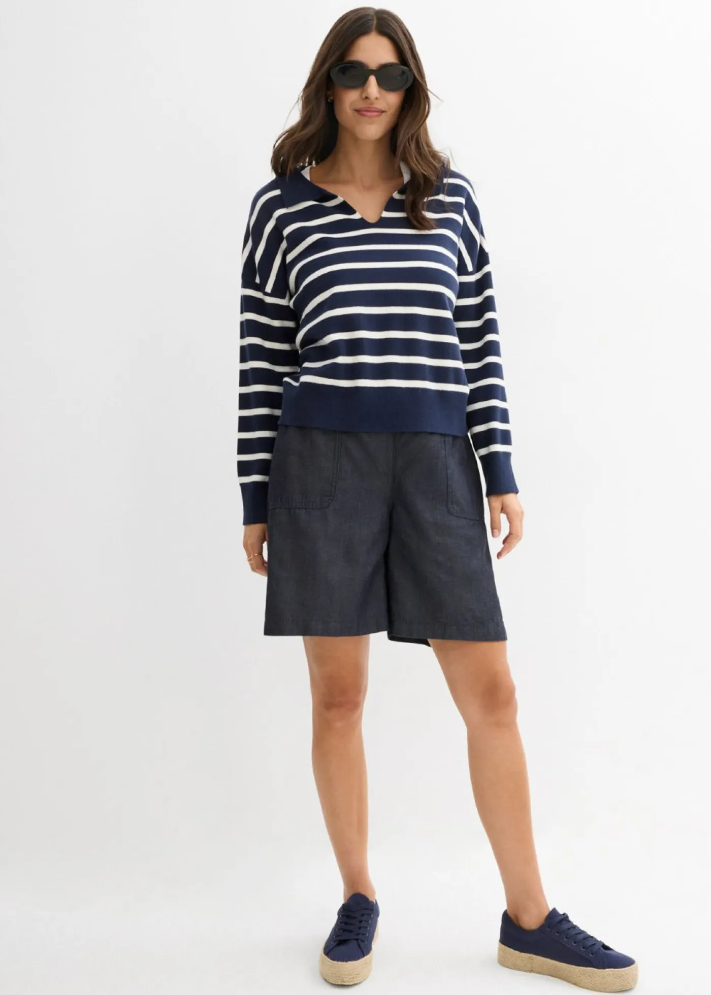 New Pantalón corto sin cierre con mezcla de lino transpirable Mujer Shorts|Pantalones