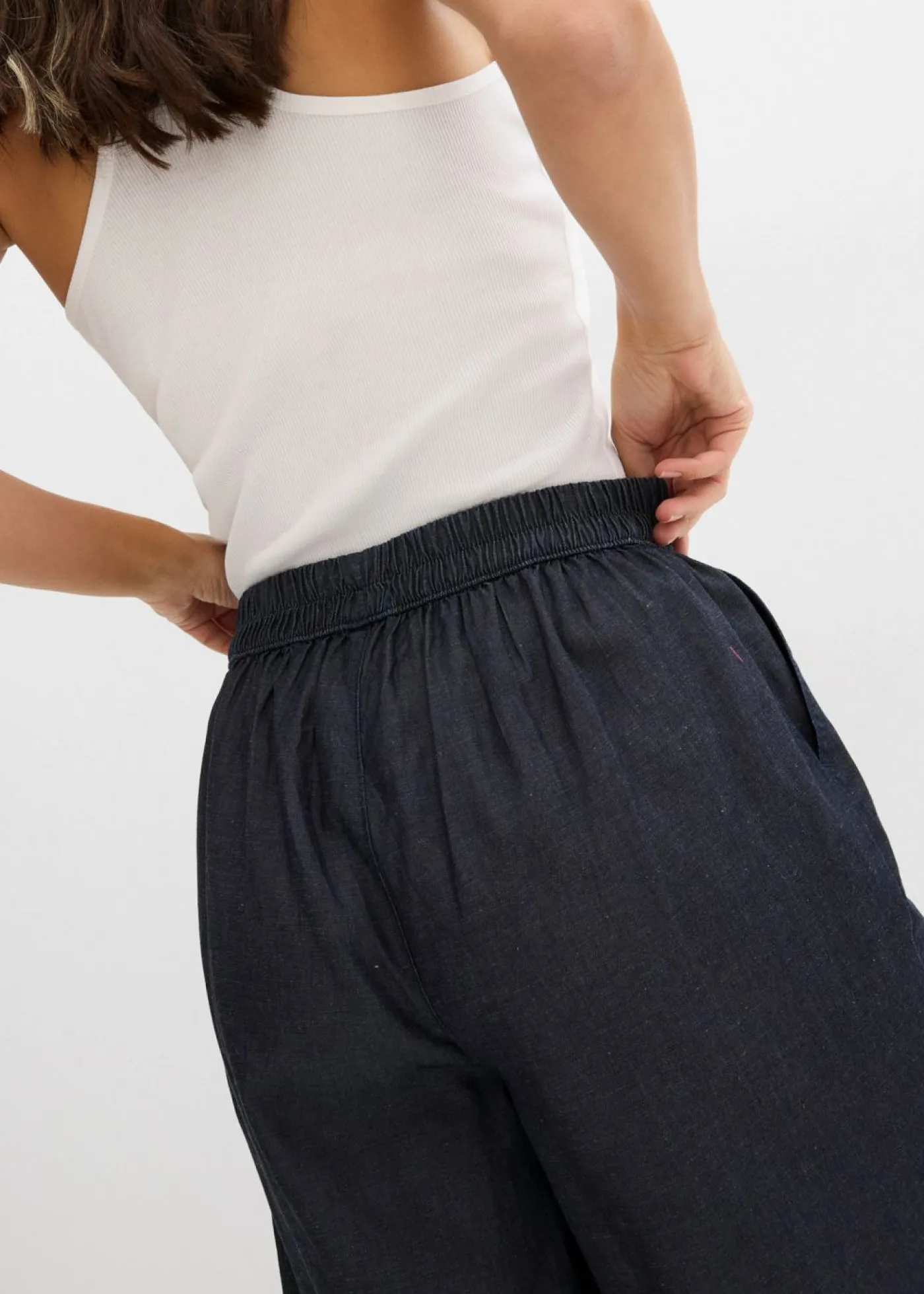 New Pantalón corto sin cierre con mezcla de lino transpirable Mujer Shorts|Pantalones