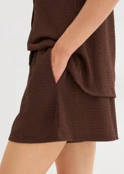 New Pantalón corto sin cierre de crepé estructurado Mujer Shorts|Pantalones