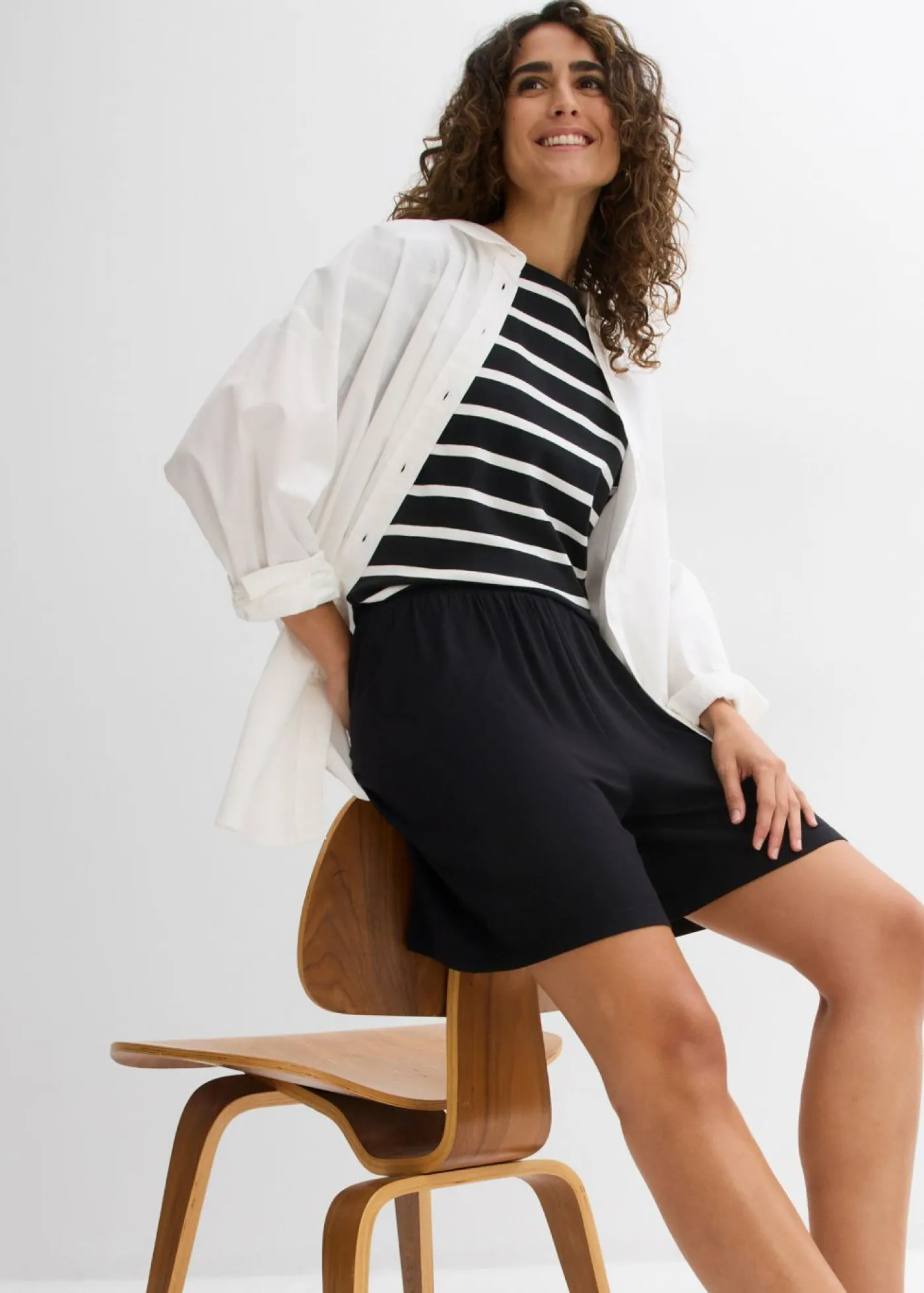 Outlet Pantalón corto sin cierre de mezcla de viscosa suave Mujer Shorts|Básicos