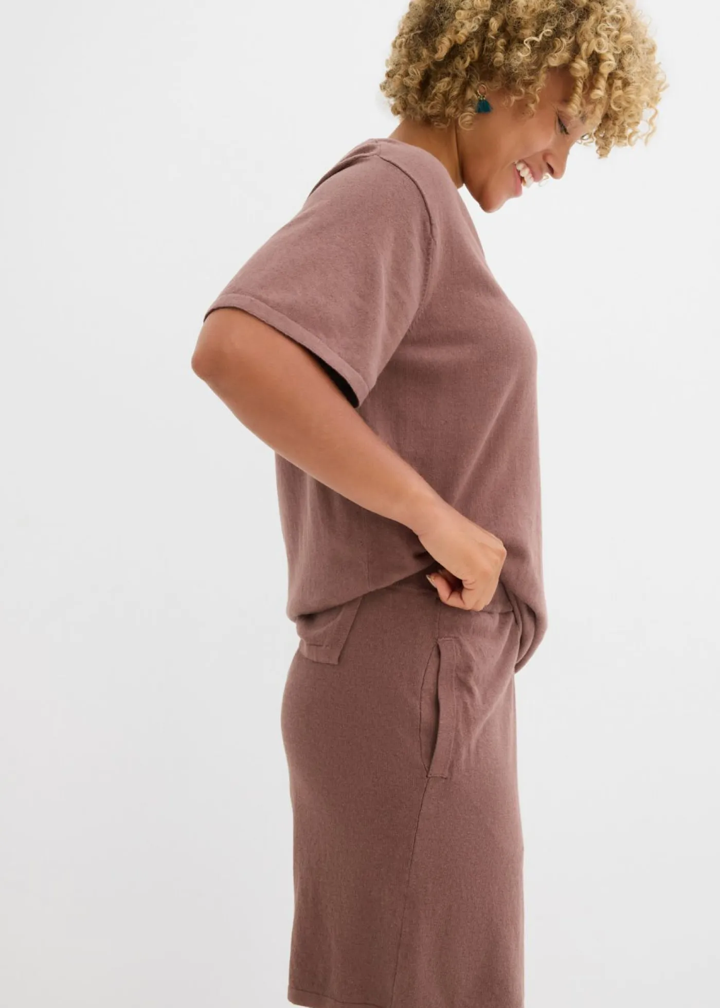 Sale Pantalón corto sin cierre de punto fino Mujer Conjuntos De Ropa|Shorts