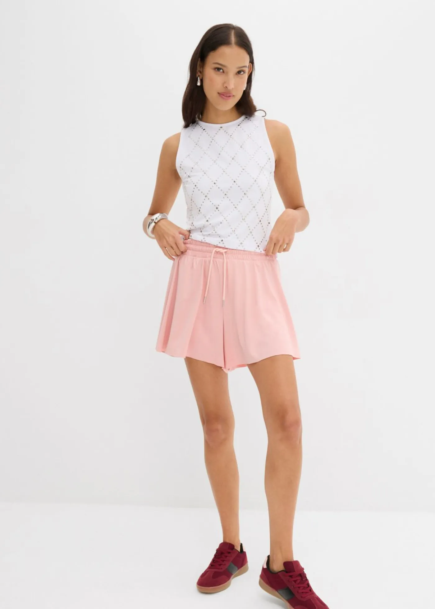 Clearance Pantalón corto sin cierre con diseño de tenis Mujer Shorts|Pantalones