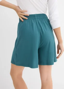 Clearance Pantalón corto sin cierre de mezcla de viscosa suave Mujer Shorts|Básicos