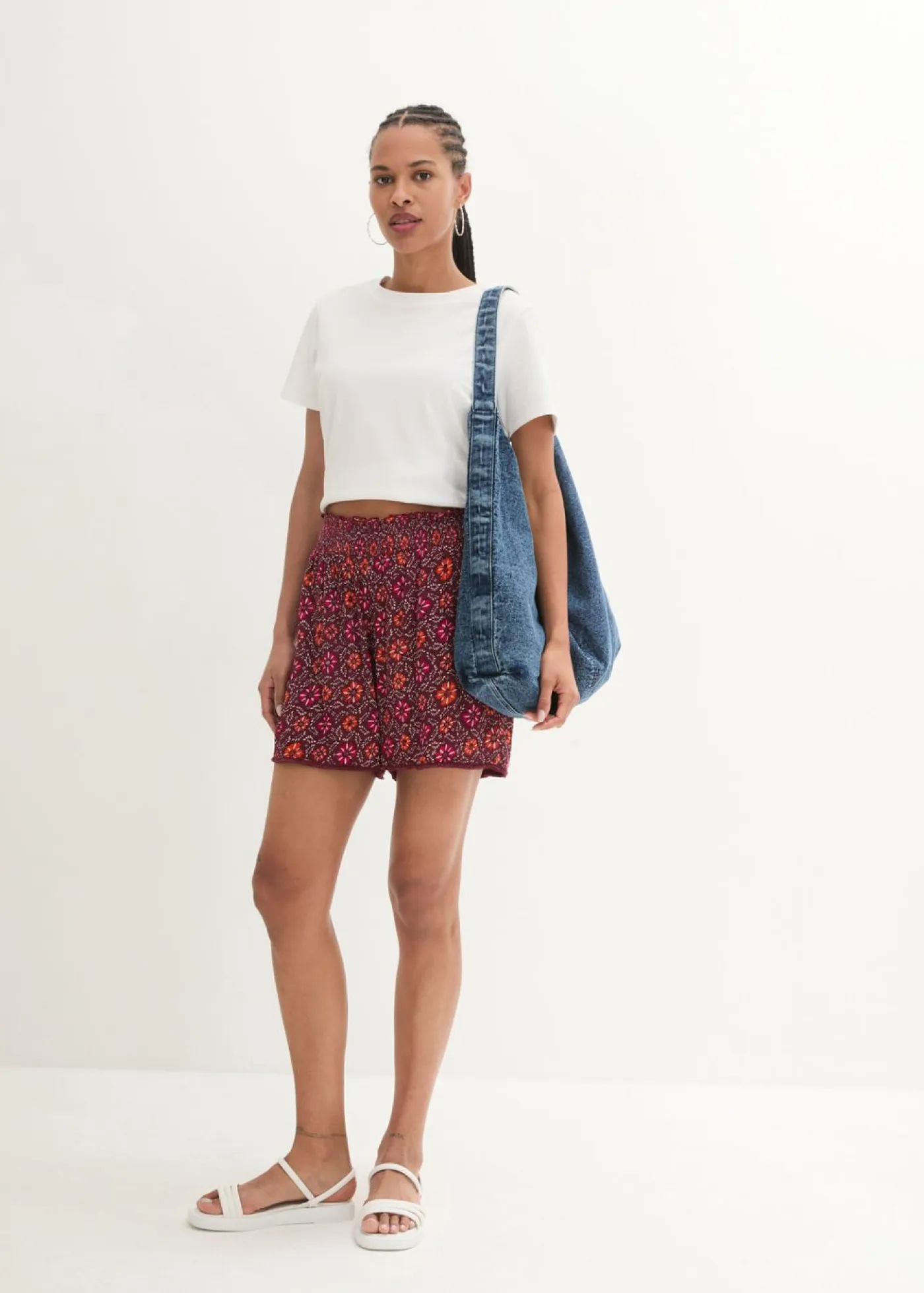 New Pantalón corto sin cierre, estampado y con cintura elástica Mujer Shorts|Pantalones