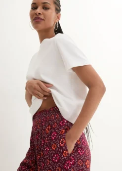 New Pantalón corto sin cierre, estampado y con cintura elástica Mujer Shorts|Pantalones