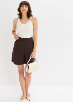 Hot Pantalón corto tipo bermudas con pinzas Mujer Shorts|Pantalones