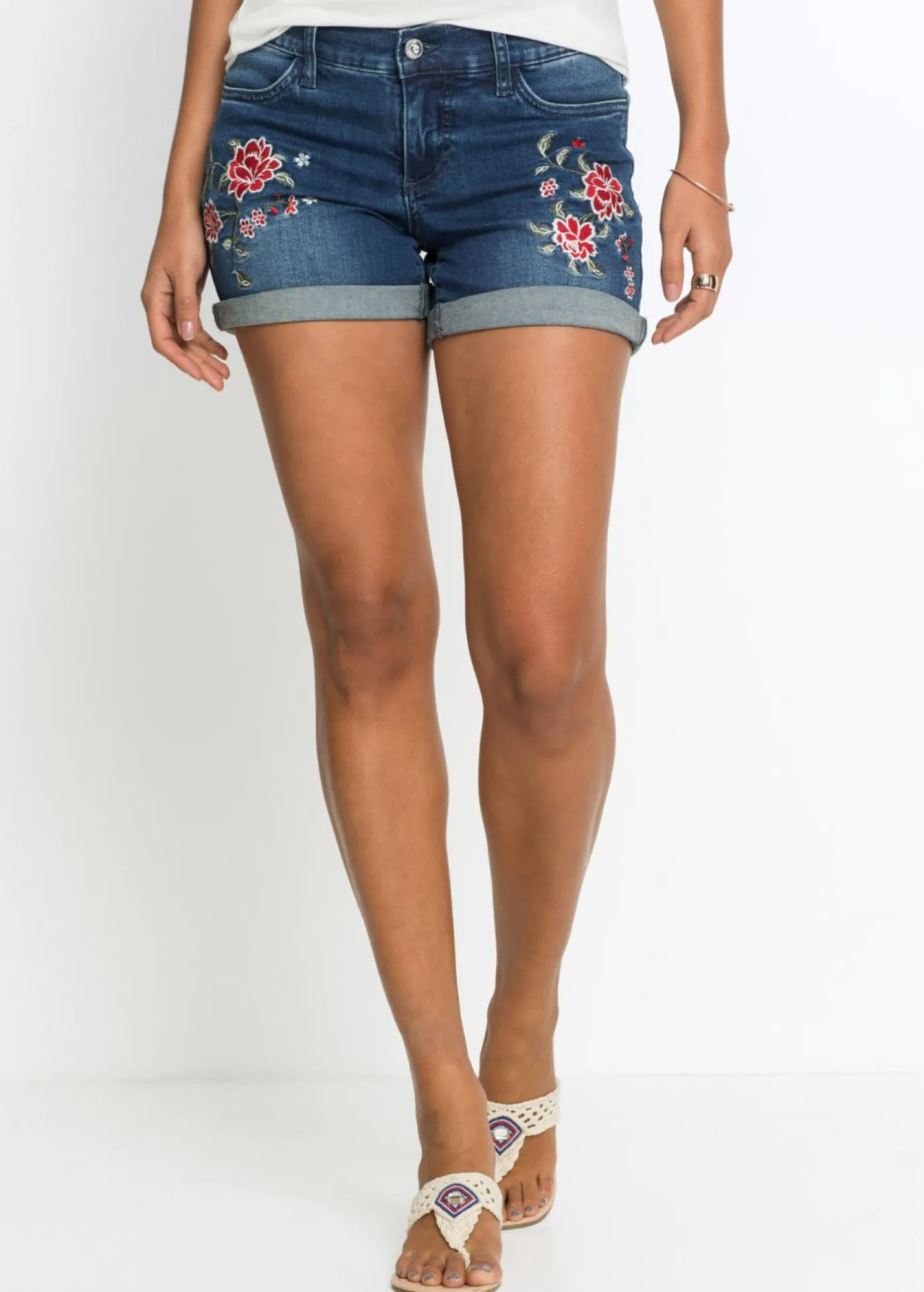 Best Pantalón corto vaquero con bordado Mujer Shorts|Vaqueros