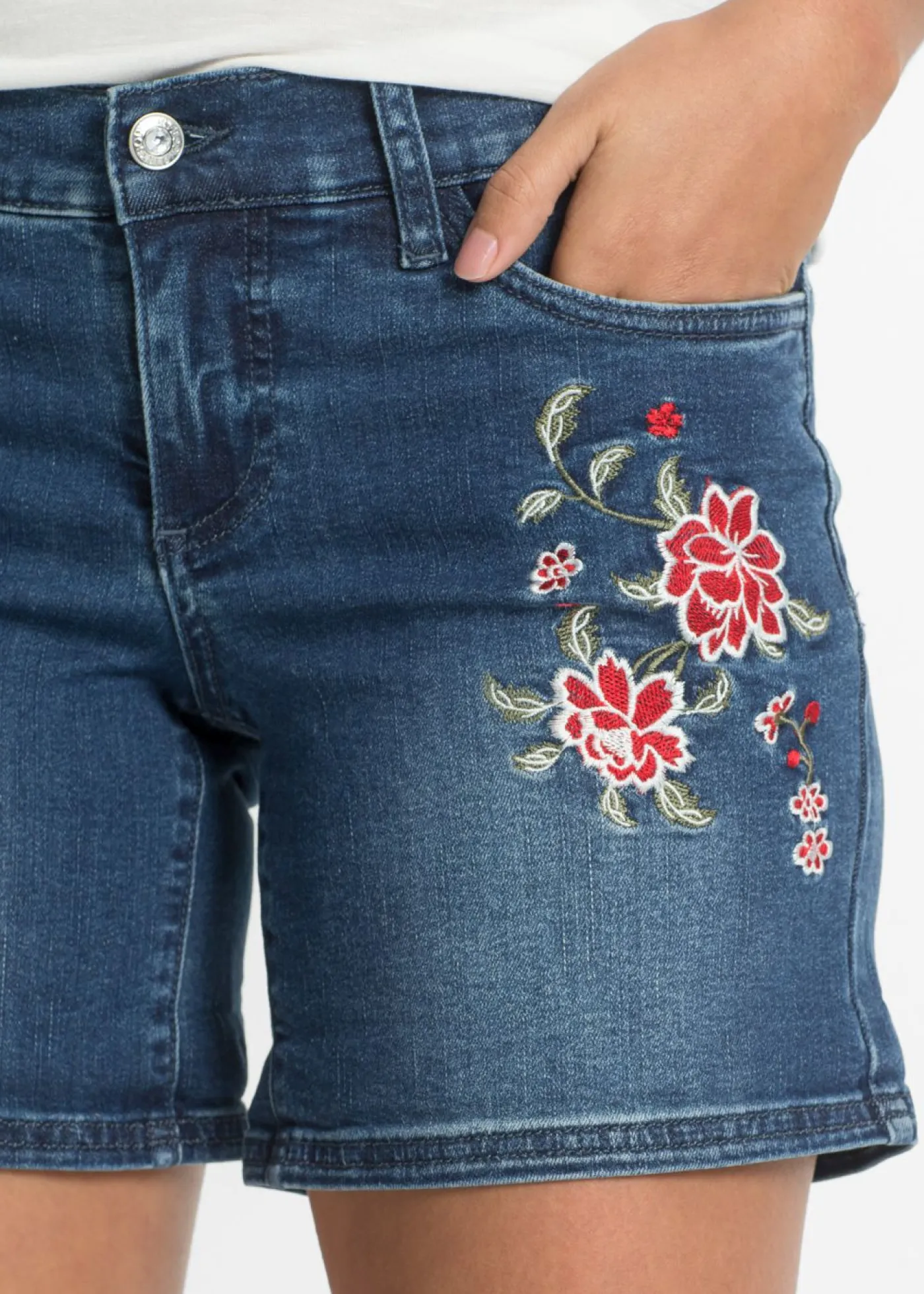 Best Pantalón corto vaquero con bordado Mujer Shorts|Vaqueros