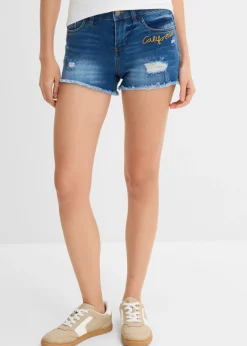 Outlet Pantalón corto vaquero con bordado Mujer Shorts|Vaqueros