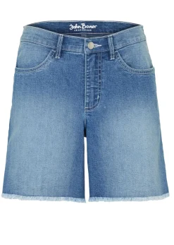 Hot Pantalón corto vaquero con talle medio y tejido elástico Mujer Shorts|Vaqueros