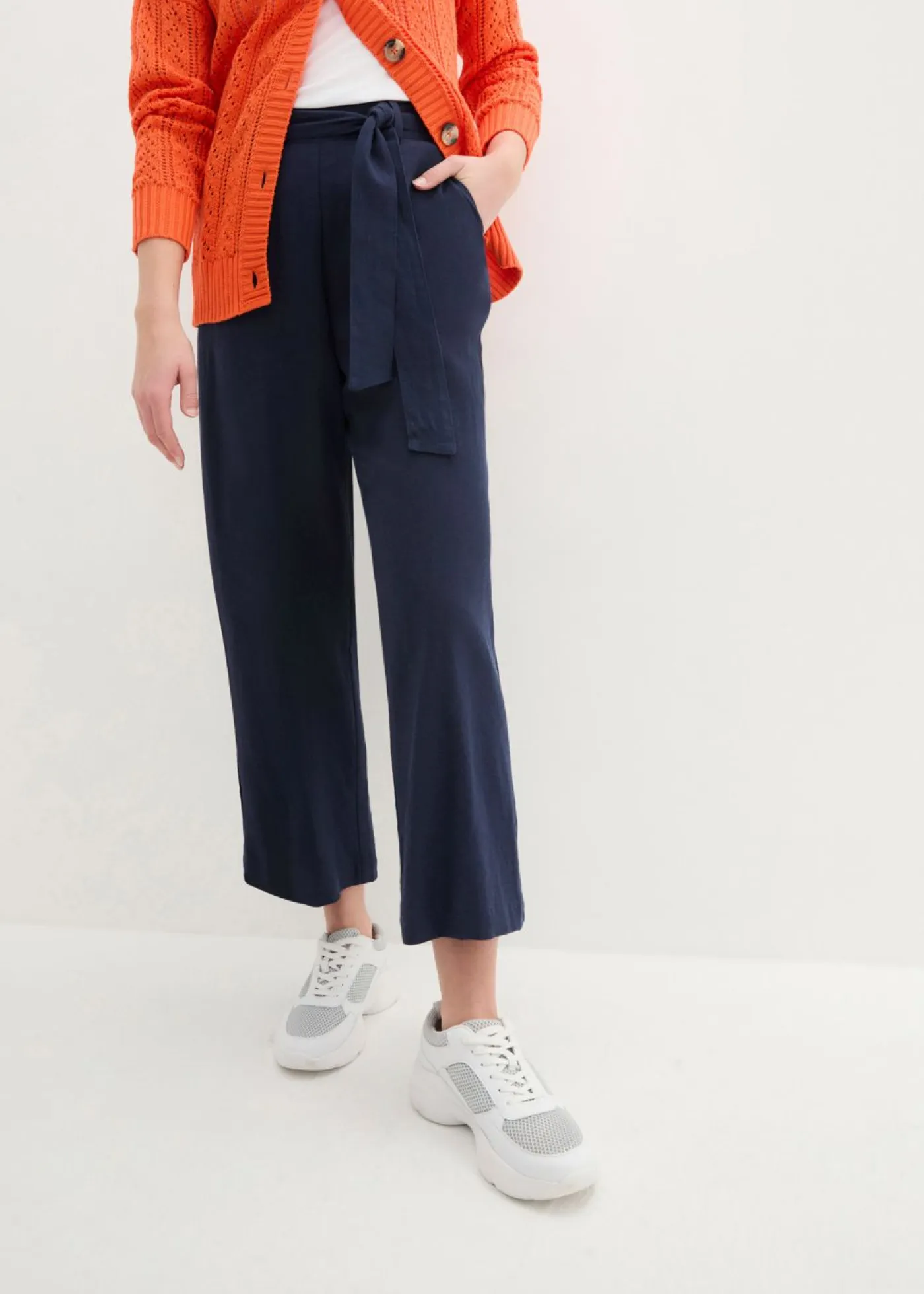 Sale Pantalón culotte de mezcla de lino vaporosa Mujer Pantalones