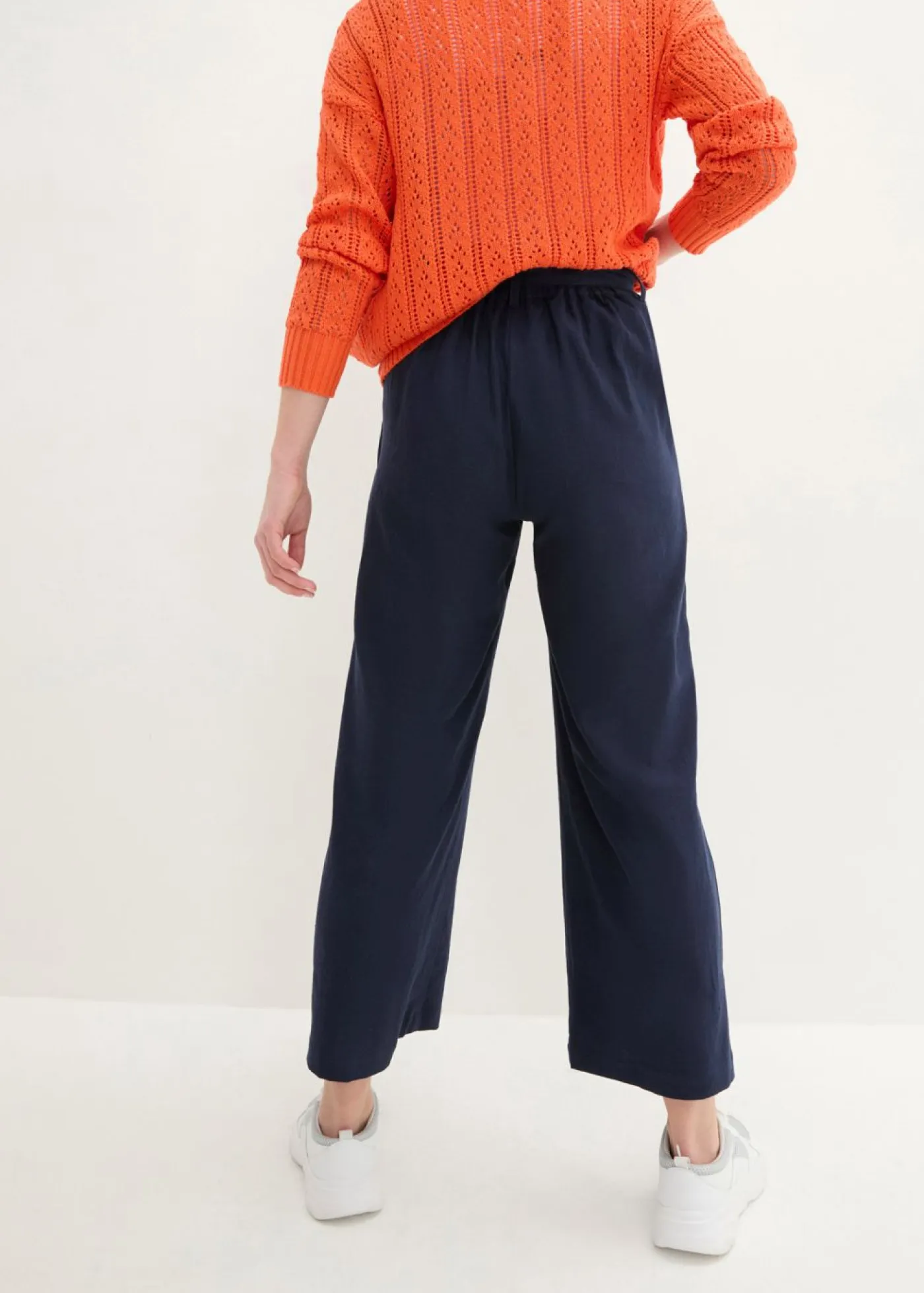 Sale Pantalón culotte de mezcla de lino vaporosa Mujer Pantalones
