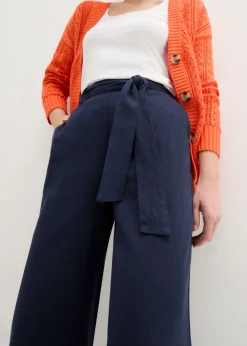 Sale Pantalón culotte de mezcla de lino vaporosa Mujer Pantalones