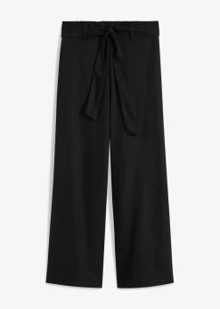 Clearance Pantalón culotte de mezcla de lino vaporosa Mujer Pantalones