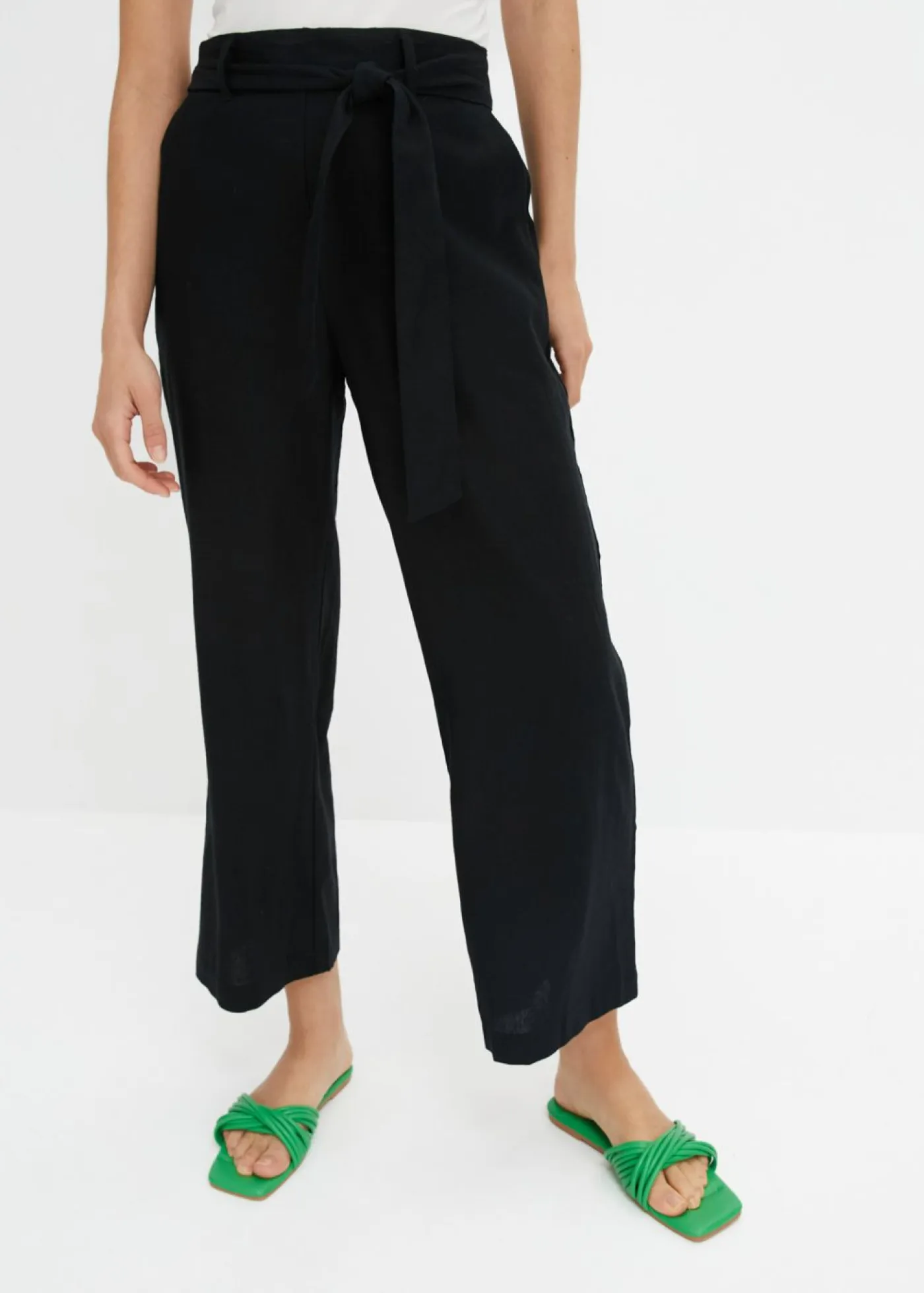 Clearance Pantalón culotte de mezcla de lino vaporosa Mujer Pantalones