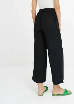 Clearance Pantalón culotte de mezcla de lino vaporosa Mujer Pantalones