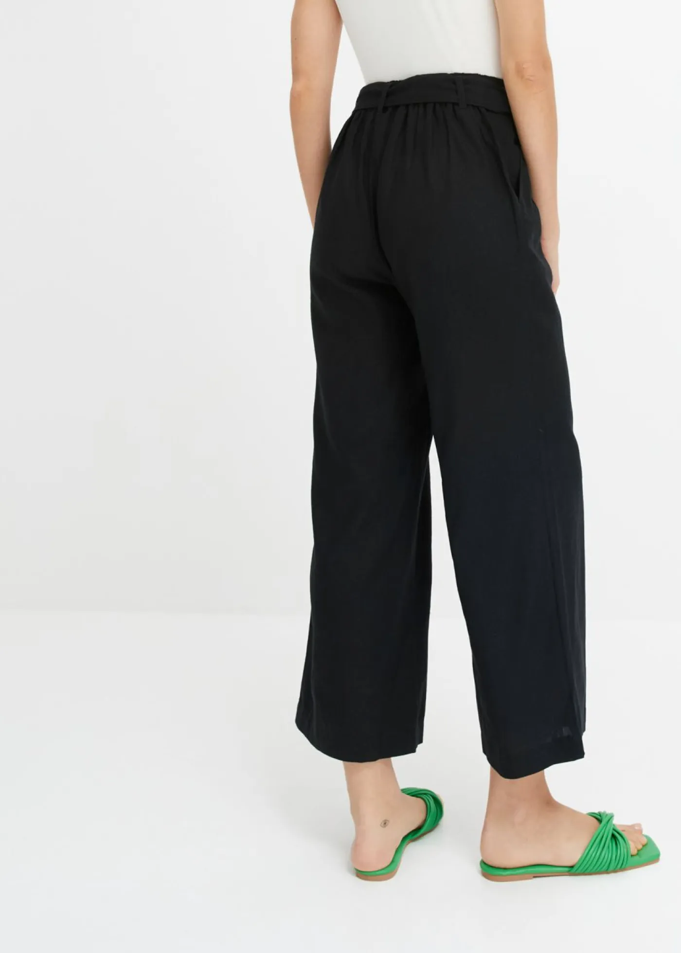 Clearance Pantalón culotte de mezcla de lino vaporosa Mujer Pantalones