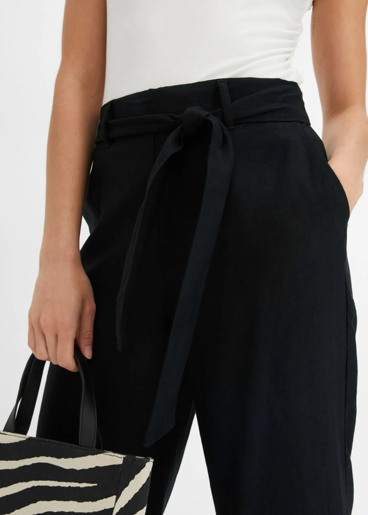 Clearance Pantalón culotte de mezcla de lino vaporosa Mujer Pantalones