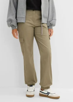 Hot Pantalón de algodón elástico con estilo cargo Mujer Pantalones