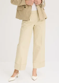 Best Pantalón de algodón elástico con pinzas Mujer Pantalones