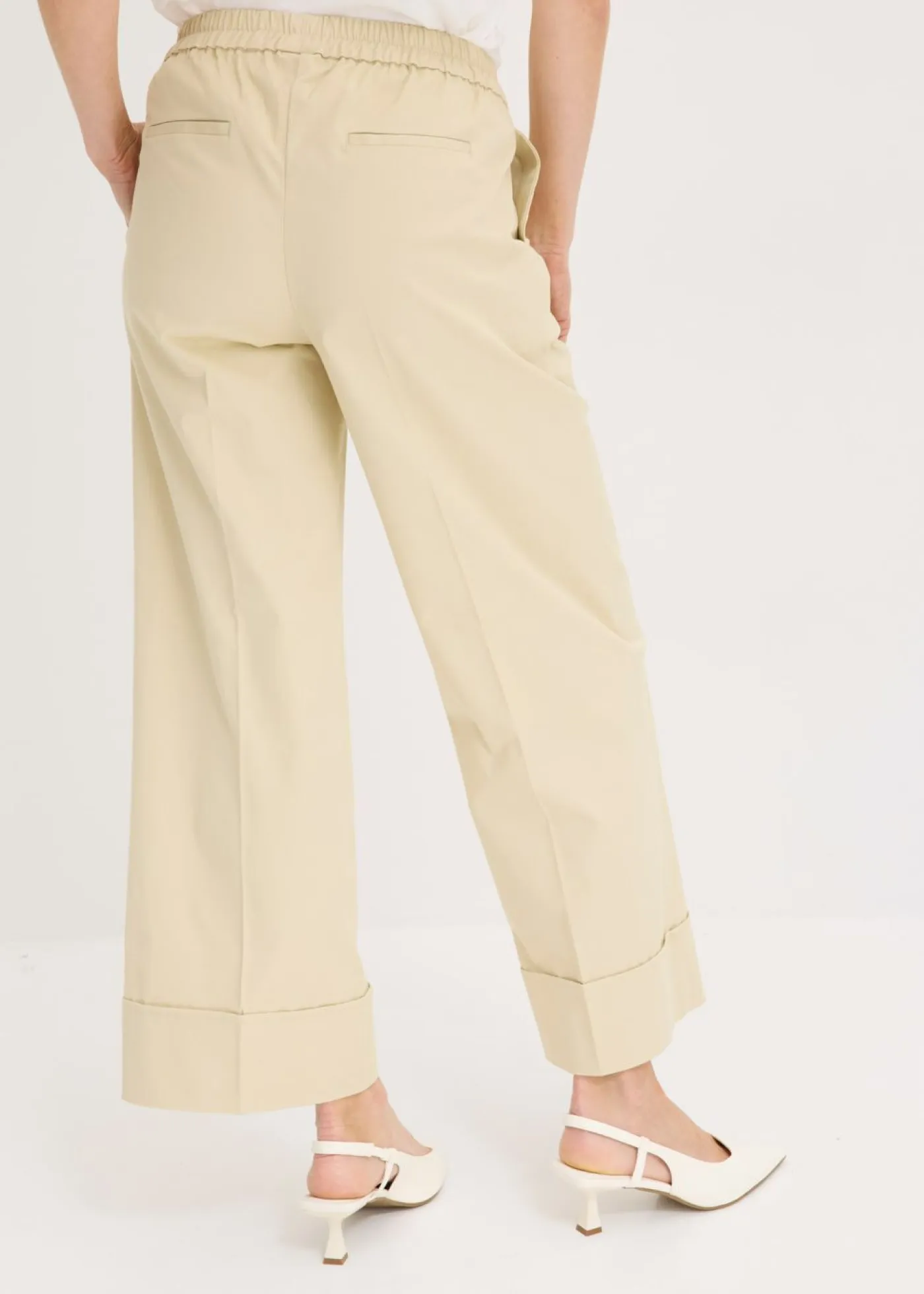 Best Pantalón de algodón elástico con pinzas Mujer Pantalones