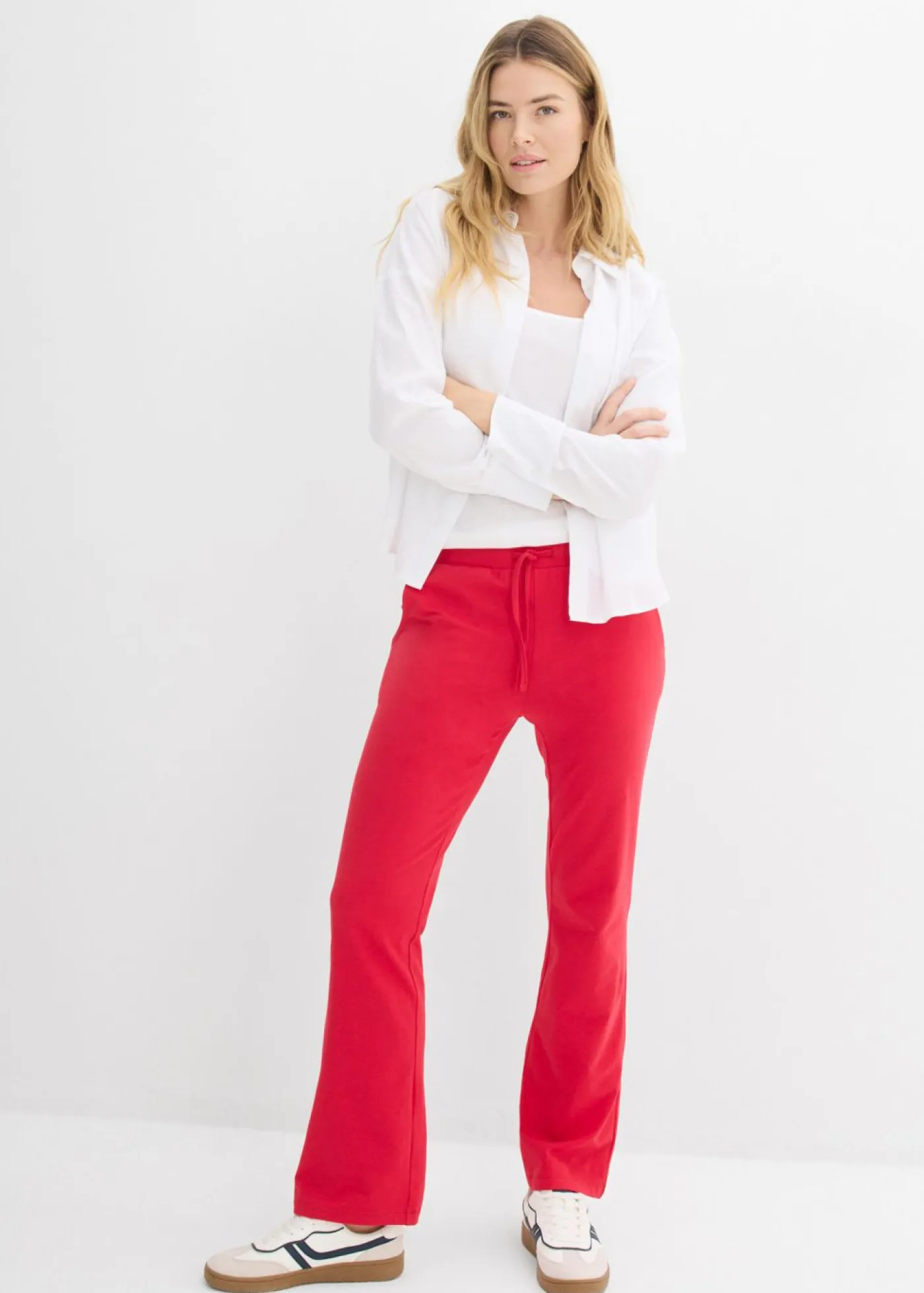 Best Pantalón de algodón orgánico puro con elástico Mujer Básicos|Pantalones