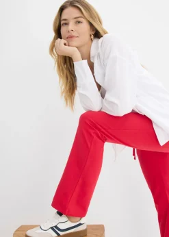 Best Pantalón de algodón orgánico puro con elástico Mujer Básicos|Pantalones