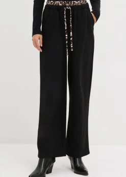 Outlet Pantalón de chándal ancho con cintura en contraste Mujer Ropa Cómoda|Pantalones