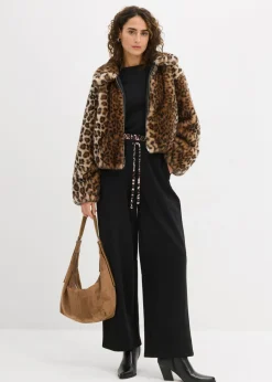 Outlet Pantalón de chándal ancho con cintura en contraste Mujer Ropa Cómoda|Pantalones