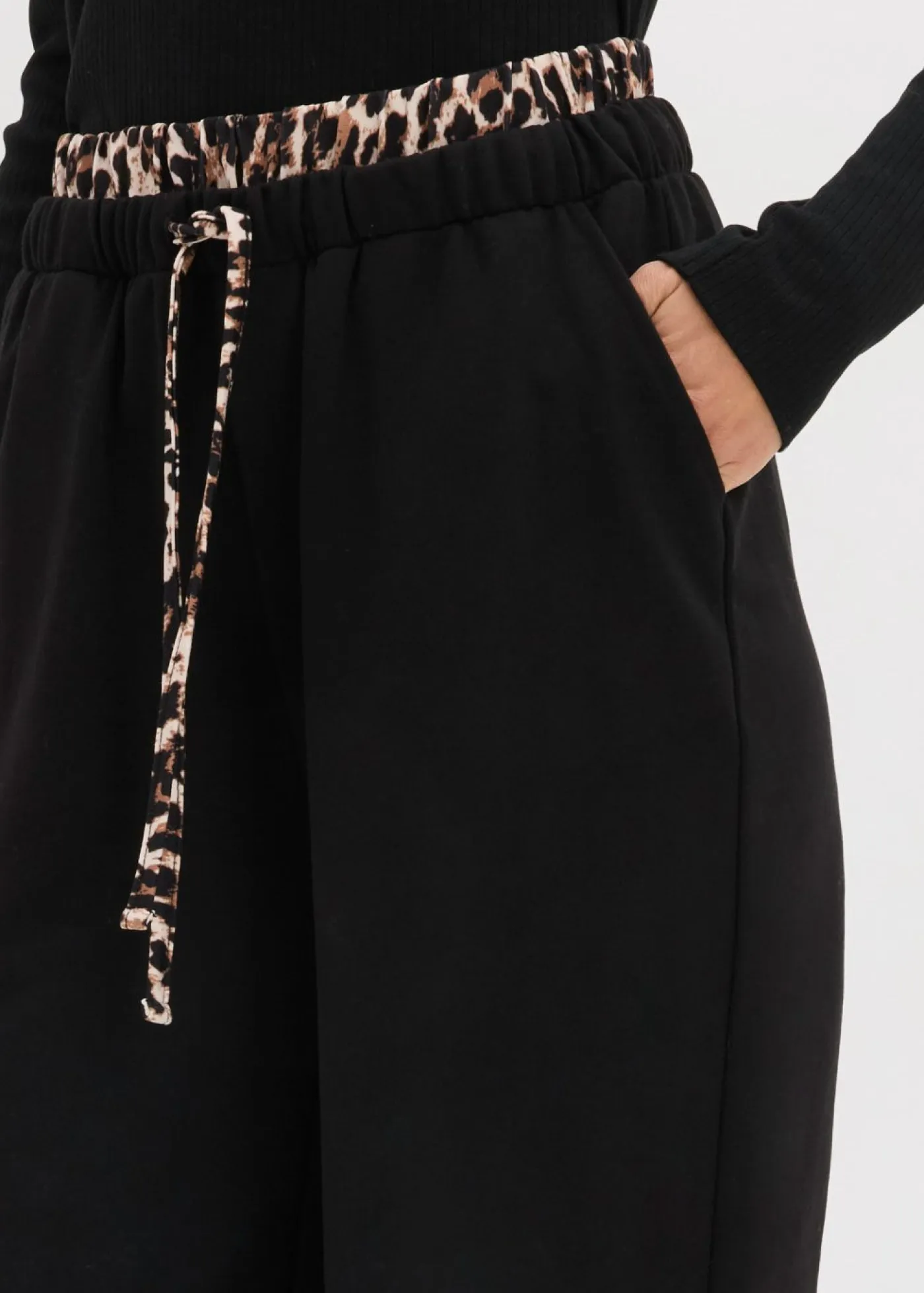 Outlet Pantalón de chándal ancho con cintura en contraste Mujer Ropa Cómoda|Pantalones