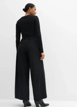 Hot Pantalón de corte ancho con cintura cómoda Mujer Esenciales|Pantalones
