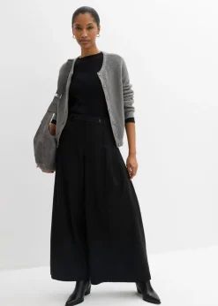 Hot Pantalón de corte ancho con cintura cómoda Mujer Esenciales|Pantalones