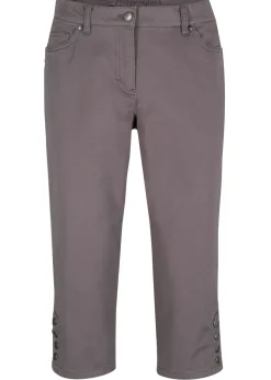 Best Pantalón de corte capri con cintura elástica y botones Mujer Pantalones