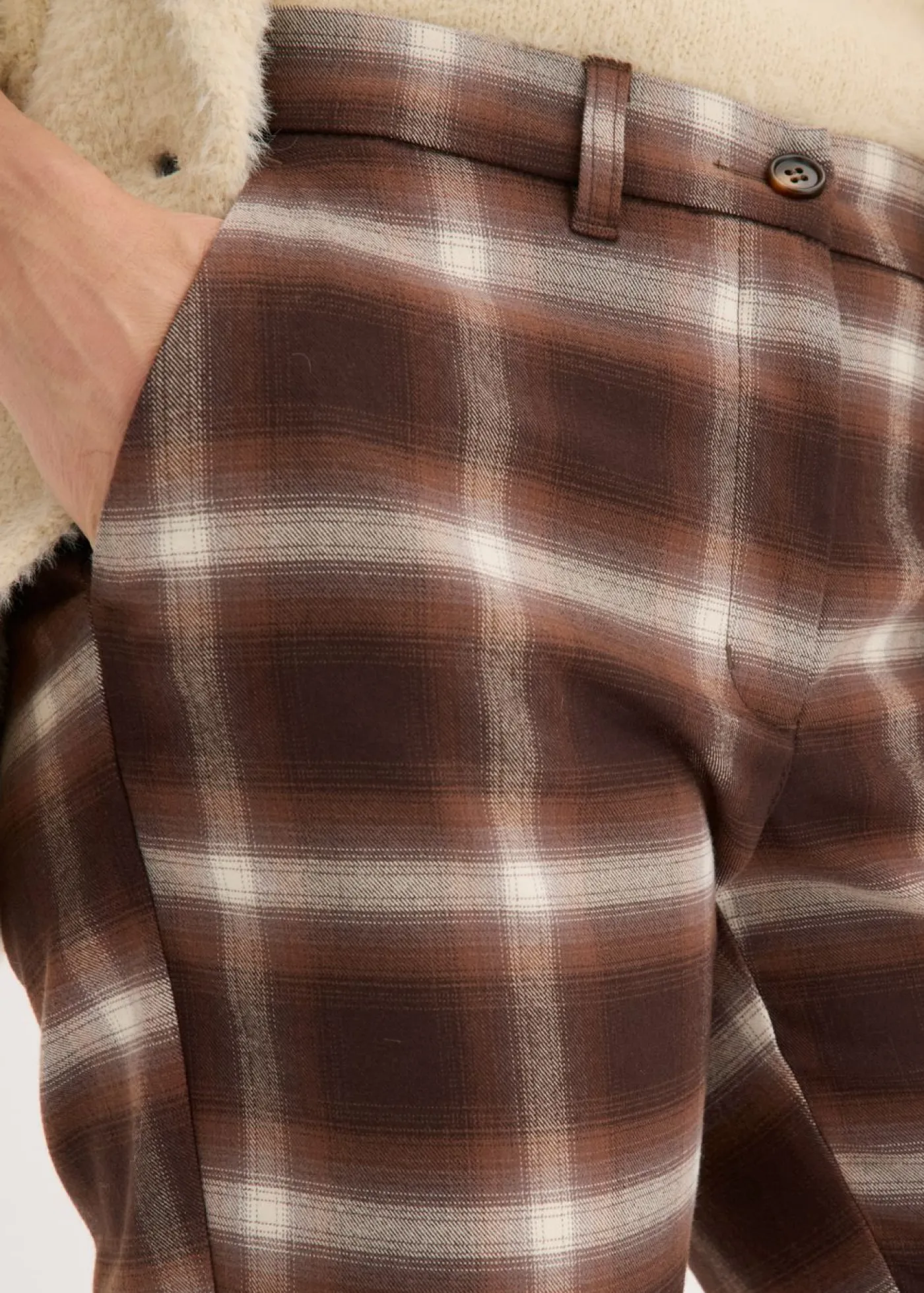 Best Pantalón de cuadros con dobladillos Mujer Pantalones