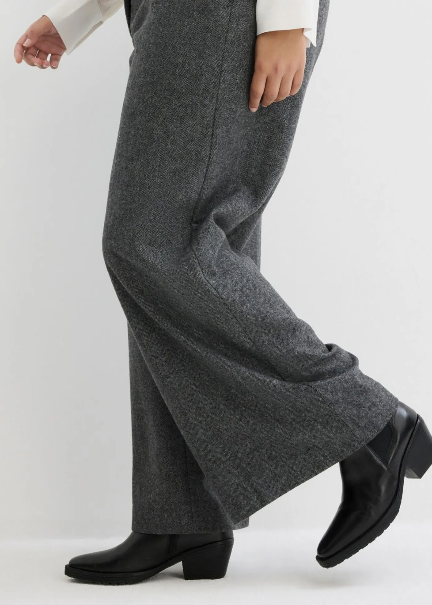 Best Pantalón de lana con patrón de espiga Mujer Premium|Pantalones