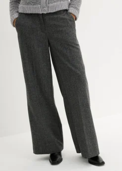 Best Pantalón de lana con patrón de espiga Mujer Premium|Pantalones
