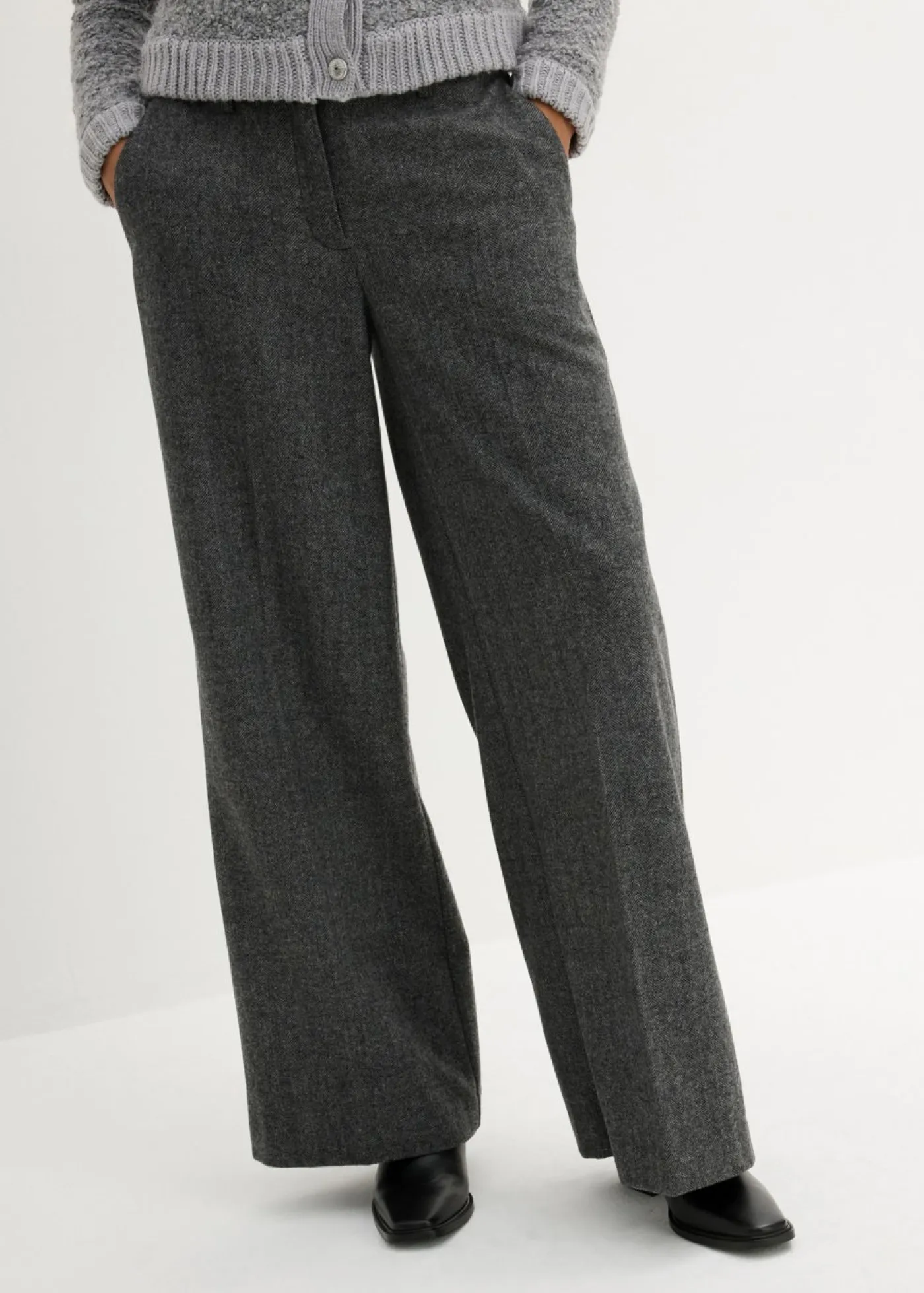 Best Pantalón de lana con patrón de espiga Mujer Premium|Pantalones