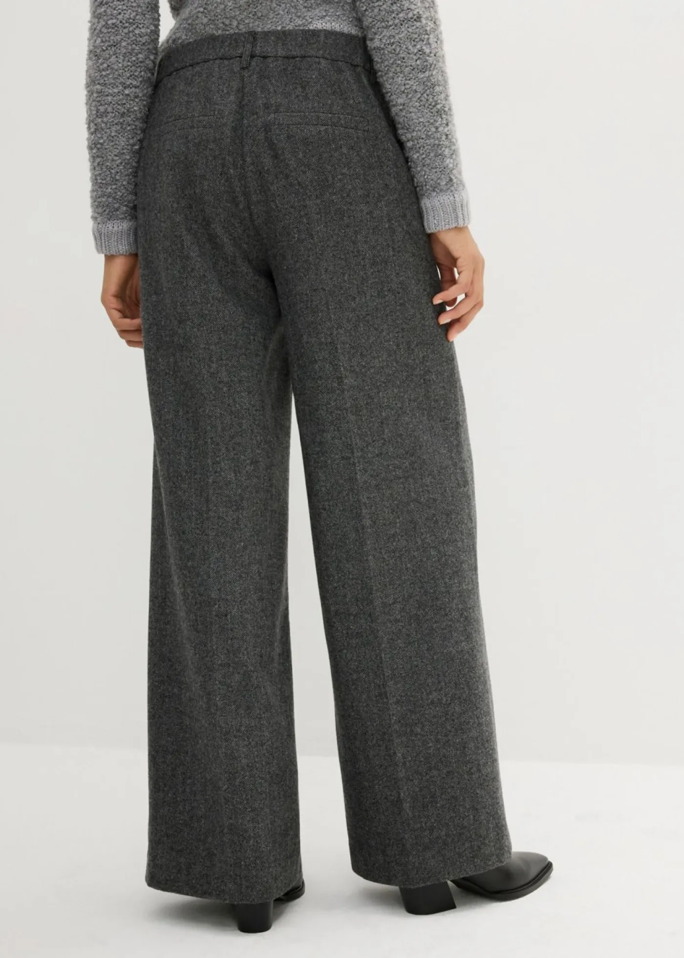 Best Pantalón de lana con patrón de espiga Mujer Premium|Pantalones