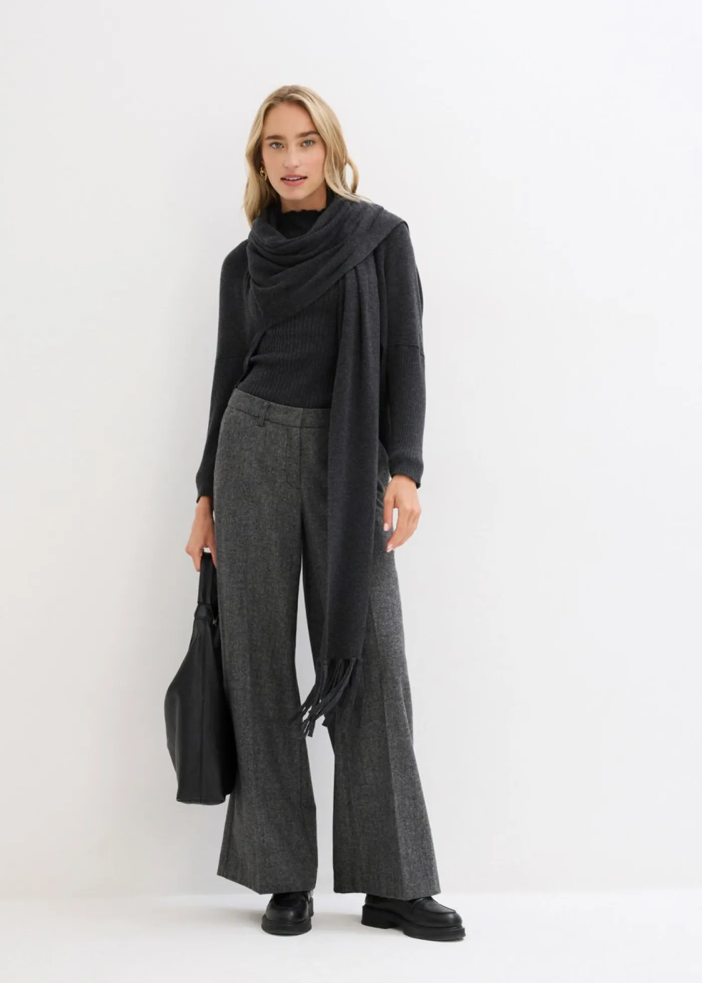 Best Pantalón de lana con patrón de espiga Mujer Premium|Pantalones